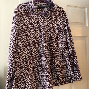 Lands End Fleece Fair Isle Pullover